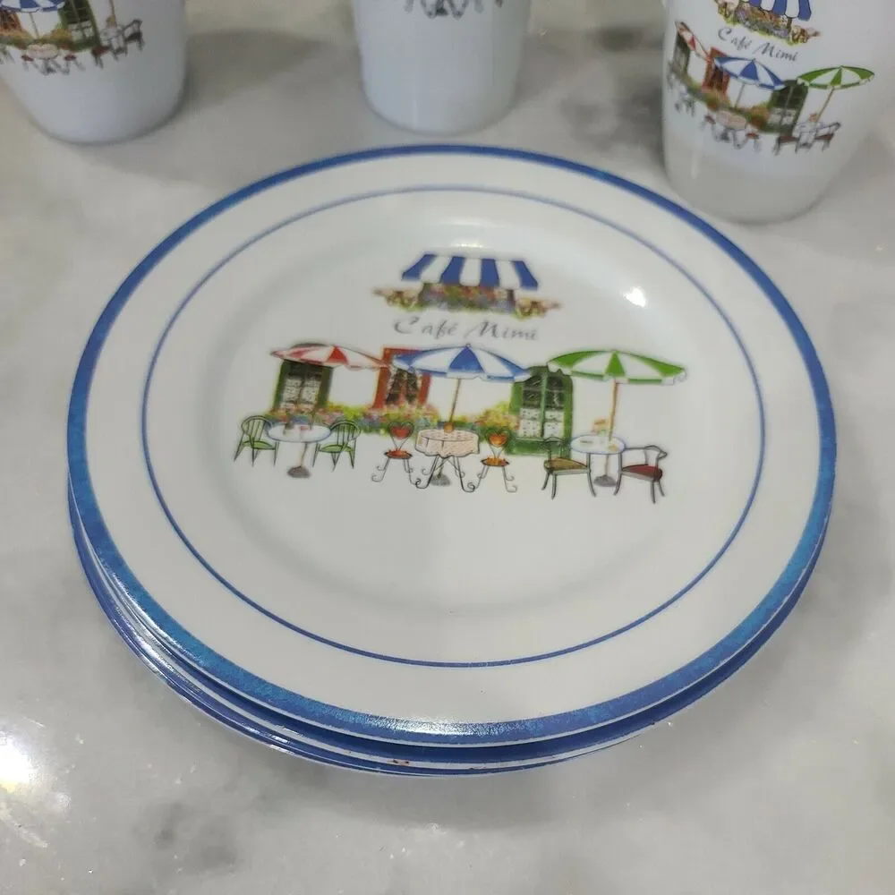 Miracle Cafe Mimi Melamine Melmac Plastic 4 each Salad Plates, Tumblers and Coff
